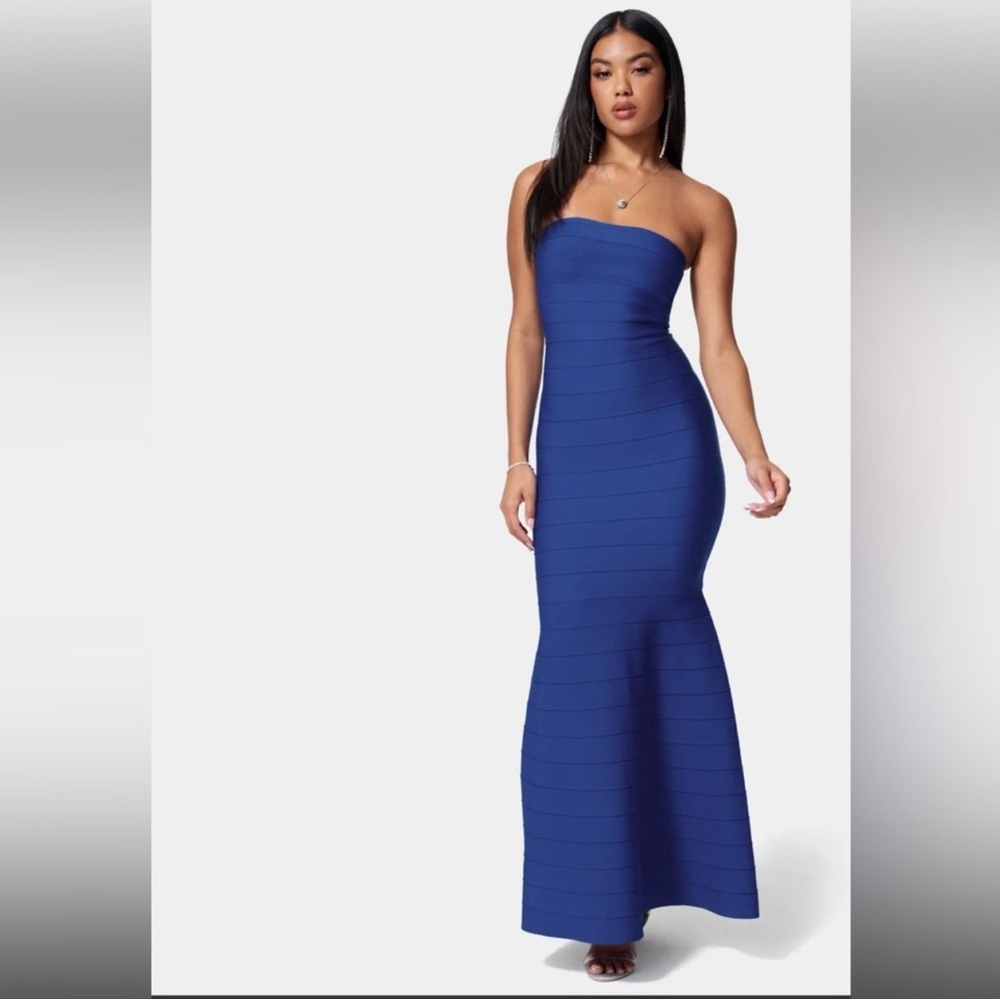 Bebe Lux Bandage Strapless Gown-cobelt